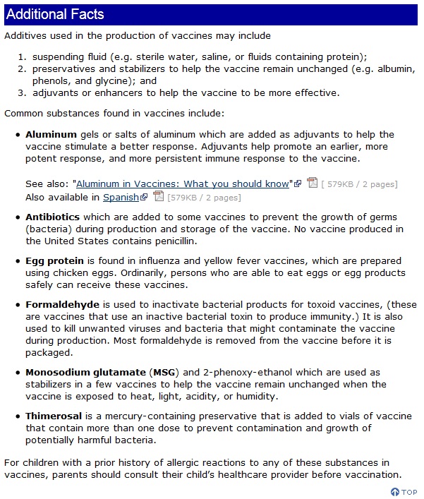 CDC Vaccine Additives
